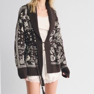 A&F Bandana Print Belted Cardigan